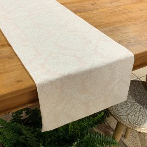 Caminho de mesa jacquard adamascado rosa