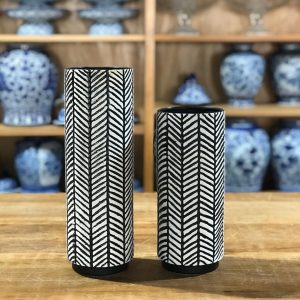Vaso cerâmica preto e branco