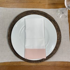 GUARDANAPO BRANCO BORDA ROSA CHÁ