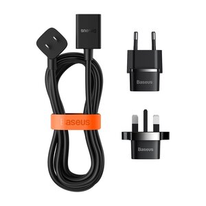 Baseus UK/EU PowerCombo Mini PowerStrip 1AC with 1.0m power cord CN Black (Including EU and UK plug adapters)