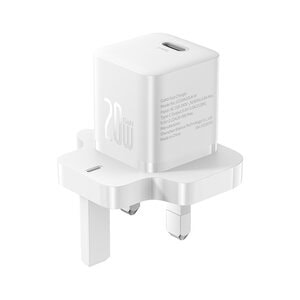 Baseus 20W GaN5 Mini Fast Charger Type-C UK Pin – Moon White