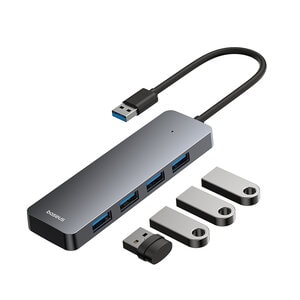 Baseus 4-Port HUB UltraJoy Series Lite- 15cm Space Grey USB-A to USB3.0 x 4
