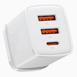 Baseus 30W 2U+C Compact Fast Charger UK White – CCXJ030102