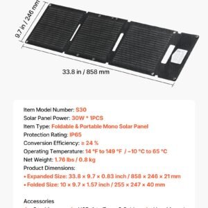 30W Foldable Solar Panel Charger