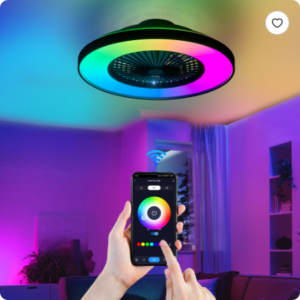 Smart RGB Ceiling Fan Light — App & Remote, 6-Speed DC Motor