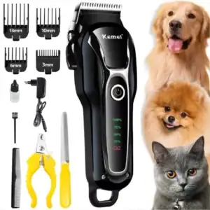 Maquininha Tosadora Sem Fio Profissional Kemei 1991 para Cachorros e Gatos