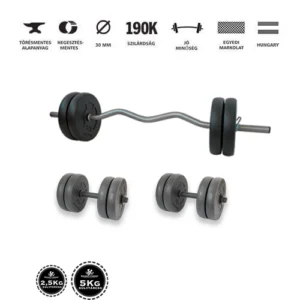 45 kg francia rudas súlyzószett GazoFitness Hardcore edzéshez kézisúlyzórúddal