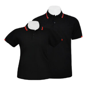 เสื้อโปโลสีดำขลิบแดง EG Polo