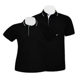 เสื้อโปโลสีดำขลิบขาว EG Polo