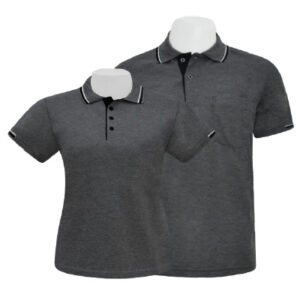 เสื้อโปโลสีเทาท็อปเข้มขลิบดำ EG Polo