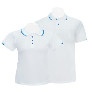 เสื้อโปโลสีขาวขลิบฟ้า EG Polo