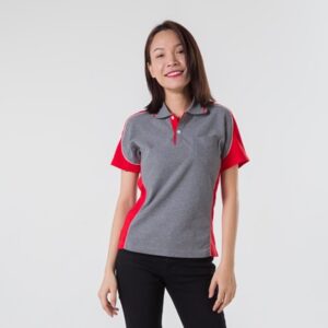 Alternative view of เสื้อโปโลเทาตัดต่อแดง TB Polo