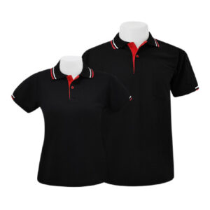 เสื้อโปโลสีดำขลิบแดง MN Polo