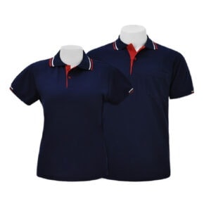 เสื้อโปโลสีกรมขลิบแดง MN Polo