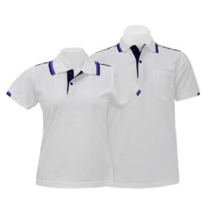 เสื้อโปโลสีขาวขลิบม่วง MN Polo