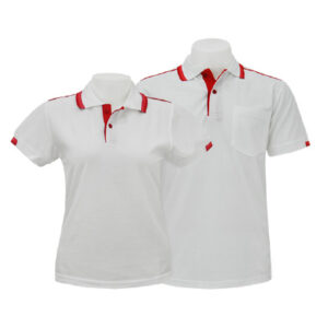 เสื้อโปโลสีขาวขลิบแดง MN Polo