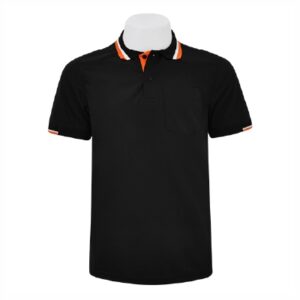 เสื้อโปโลสีดำขลิบส้ม NU Polo ผ้า TK Ring หนานุ่ม สวมใส่สบาย - Image 4