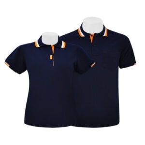 เสื้อโปโลสีกรมขลิบส้ม NU Polo ผ้า TK Ring หนานุ่ม สวมใส่สบาย