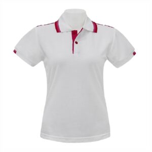 Alternative view of เสื้อโปโลสีขาวขลิบชมพู MN Polo