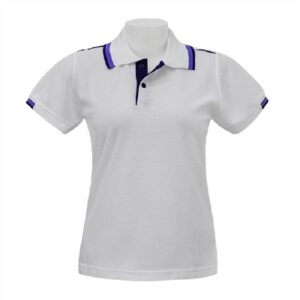 Alternative view of เสื้อโปโลสีขาวขลิบม่วง MN Polo