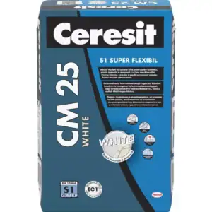 Ceresit CM 25 Fehér üvegmozaik- és márványragasztó C2TE S1, 25 kg