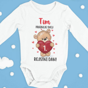 Otroški bodi - Medvedek, Praznujem 1. Rojstni Dan [IME PO ŽELJI]