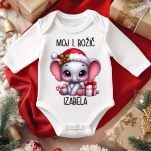 Otroški bodi - Slonček Moj 1. božič + IME