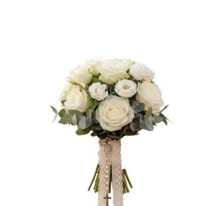 Bouquet da Sposa Elegante con Rose Bianche e Lisianthus