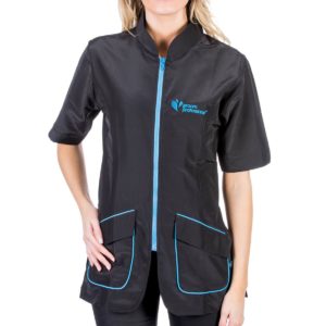 Blue piping trim Blauw zwart de rits in het midden