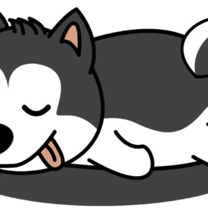 Antislipmat voor in bad/op tafel "Slapende Husky"