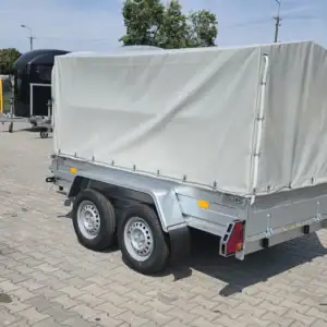 Przyczepa dwuosiowa lekka Rydwan C750/D2 DMC 400-750 kg Przednia burta otwierana.
