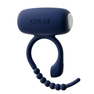 ерекційне кільце delay з вібрацією та анальним стимулятором синє USB