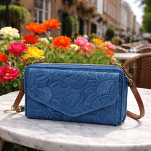Lulu Azul Bolso Lulú de Piel Cincelada Premium