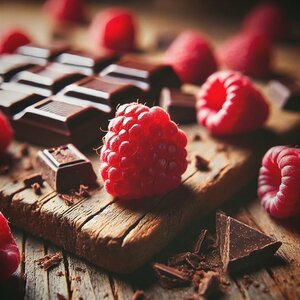 Dark chocolate and Raspberries