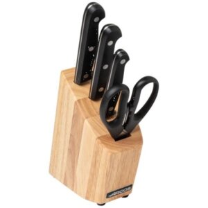 Bloc 3 Couteaux et Ciseaux Arcos Série Universal : L'Excellence de la Forge Espagnole dans Votre Cuisine Découvrez la combinaison parfaite entre tradition séculaire et innovation technologique avec le bloc de couteaux Arcos Universal. Un set complet pour les passionnés de cuisine exigeants.