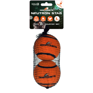 Dog Comets Neutron Star Tennis Ball With Squeaker L Orange (2-pack)