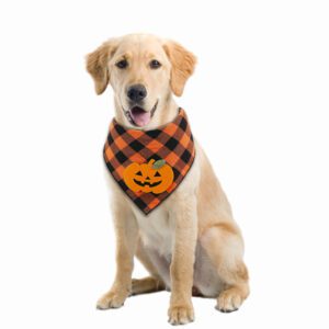 Halloween Hondenbandana met Pompoenen – Geruit Halsdoek voor Huisdieren