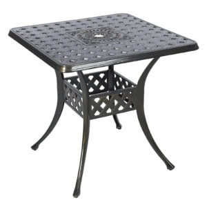 MEETWARM 30.5" Square Patio Dinning Table, Outdoor Cast Aluminum Dinning Table With 2.2" Umbrella Hole
