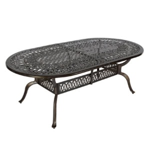 MEETWARM Outdoor 84" Oval Patio Dining Table, All Weather Cast Aluminum Large Patio Furniture Table Fits For 6-8 Person With 2" Umbrella Hole