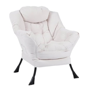 MEETWARM Modern Upholstered Lazy Chair, Accent Contemporary Lounge Chair, Single Leisure Sofa Chair With A Side Pocket, Armrests And Thick Padded Back For Living Room