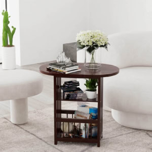 MEETWARM Folding Side End Table Multifunction Bedside Nightstand With Rotating Tabletop Sofa Bed Side Magazine Storage Accent Table For Living Room Home Office And Bedroom