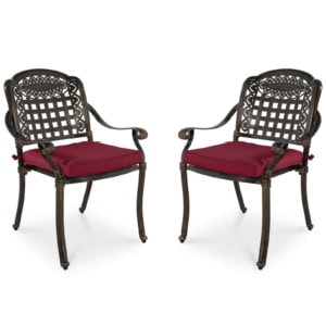 MEETWARM 2 Piece Patio Dining Chairs, Outdoor All-Weather Aluminum Chairs, Patio Bistro Dining Chair Set Of 2 For Garden Deck Backyard