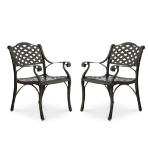 MEETWARM 2 Piece Patio Dining Chairs, Outdoor All-Weather Cast Aluminum Chairs, Patio Bistro Dining Chair Set Of 2 For Garden Deck Backyard