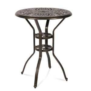 MEETWARM Patio Height Bar Table,Bar Height Bistro Table, Outdoor Cast Aluminum Bistro Round High Top Dining Table With 2" Umbrella Hole For Garden Deck Backyard