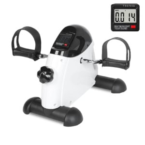 MEETWARM Pedal Exerciser Under Desk Exercise Peddler Arm Leg Folding Mini Stationary Peddler Bike With LCD Display Portable Bicycle Exerciser Machine