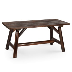 MEETWARM Wooden Adirondack Side Table, Cedar Wood Outdoor Rectangular End Table W/Slatted Tabletop, Oversize 41.5" Indoor Outdoor Patio Side Coffee Table For Garden Patio Backyard Porch