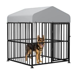 MEETWARM Large Outdoor Dog Kennel, Metal Heavy Duty Outdoor Indoor Pet Playpen, Anti-Rust Dog Pens Outdoor Dog Fence With Anti-UV & Waterproof Top Cover And Secure Lock For Backyard