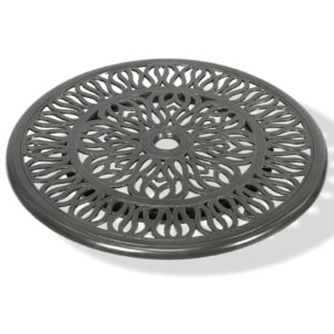 MEETWARM Outdoor Lazy Susan Turntable for Table, All Weather Cast Aluminum Round Serving Plate Tabletop Rotating Tray with Umbrella Hole, Silent & Smooth Spin, Dark Bronze