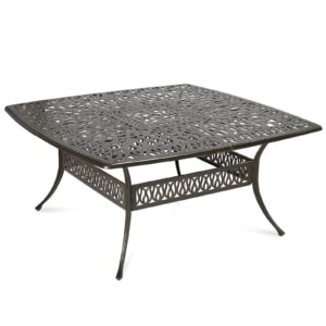 MEETWARM Outdoor 64" Square Patio Dining Table for 8, All Weather Cast Aluminum Large Patio Furniture Table Fits for 8-10 Person with 2.2" Umbrella Hole for Garden Backyard Lawn, Dark Bronze