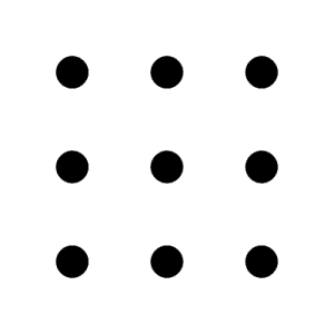 9 Punkte in einem Quadrat dargestellt